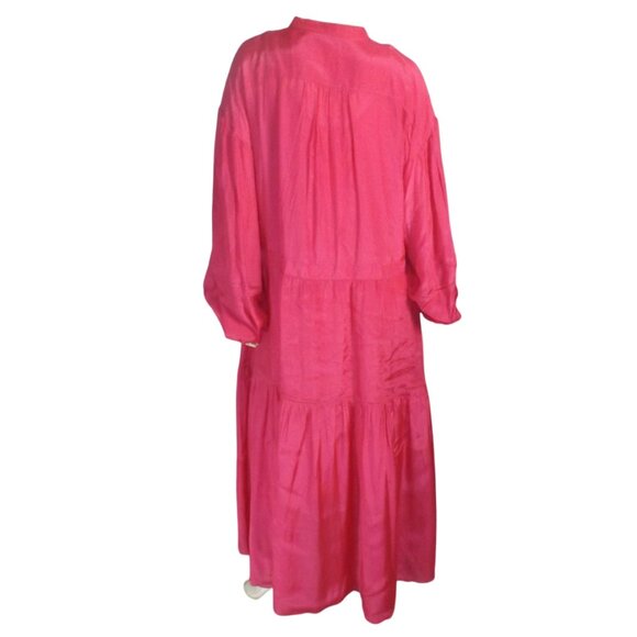 & OTHER STORIES Dress, M, HOT PINK, Midi, Slip, Ladder Cutouts, Long sleeves - Picture 6 of 13